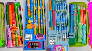 Filling the best pencil cases geometry box pens eraser unicorn stationery school supplies shorts [upl. by Ettennal788]