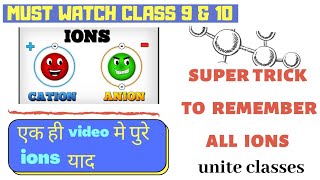 How to remember ions Mnemonics or Tricks to remember All ions Must Watch Class 9amp10BasicScience [upl. by Jasper]