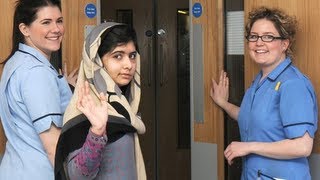 Malala walks out of hospital [upl. by Ynaittirb]