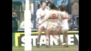 Brian Johnson try Warrington v Halifax 1986 Premiership Final [upl. by Esinahs]