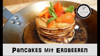 Pancakes mit Erdbeeren selber machen  homemadefoodch [upl. by Oimetra559]