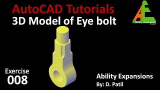 008 How to create 3d model of eye bolt in AutoCAD autocad tutorial for begginers [upl. by Berghoff207]