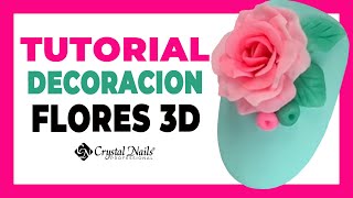 TUTORIAL FLORES 3D 🌺🌺 DECORACION UÑAS 🌷🌷 CON GEL PLASTILINA 🌺🌺 [upl. by Savior]