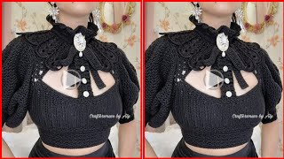 Stylish Crochet Granny Square Crop Top Free Pattern Step For Style2024 [upl. by Eduam]