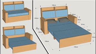 HOW TO MAKE A SOFA BED WITH CABINETS STEP BY STEP [upl. by Rooker722]