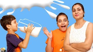 MORAL STORY FOR KIDS  DOODH  MILK CHALLENGE  Fun Kids Bloopers Aayu and Pihu Show [upl. by Madden]