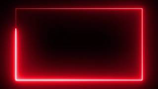 No Copyright Royalty Free Red Color Neon lights rectangle frame animated loop background [upl. by Frankie84]