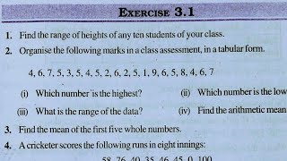 Class 7th maths l Exercise 31 l NCERT l Data Handling l Chapter 3 l Solution l Carb Academy [upl. by Gretel726]