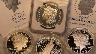 2023 and 1896 Proof Morgan and Peace Silver DollarsUS Mint Quality Control coin silver [upl. by Annayoj]