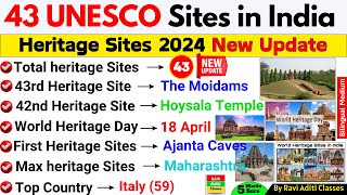 World Heritage Sites in India 2024  Unesco sites in india 2024  Art and Culture  Current Affairs [upl. by Allerbag999]