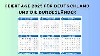 Feiertage 2025 für Deutschland und die Bundesländer [upl. by Ferri]