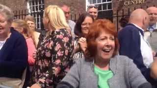 Cilla Black impersonator Brenda Collins at funeral  Liverpool uk [upl. by Baxter154]