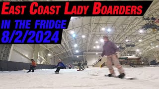 East Coast Lady Boarders in the Fridge 8224 A Private Womens Snowboarding Camp indoor at Big Snow [upl. by Rellim772]