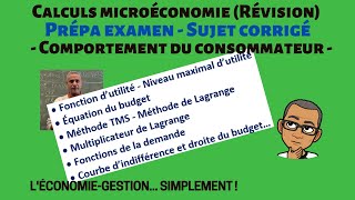 RévisionMicroéconomieSujet corrigé  TMS Lagrange Courbe dindifférence droite du budget [upl. by Candace]