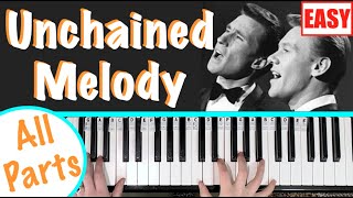 How to play UNCHAINED MELODY  Easy Piano Tutorial chords accompaniment [upl. by Kinsley]