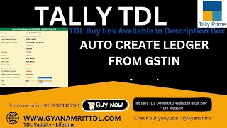 Auto Create Ledger From GSTIN TALLY TDL [upl. by Behka]