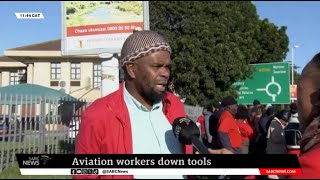 Numsa Strike  Menzies Aviation workers down tools [upl. by Nemzaj]