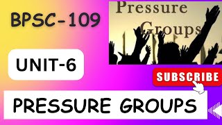 BPSC109 UNIT 6 PRESSURE GROUPS bapsh politicalscience [upl. by Eixela]