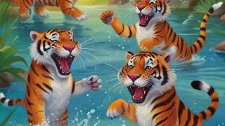 One Big Tiger and Five Kutty Tigers  Fun Kids Rhymes trendingyoutube subscribeviralvideo song [upl. by Lertsek]