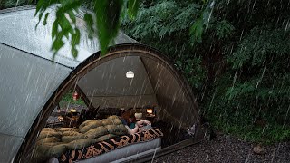 Solo Camping in the heavy rain lying on the bed in a cozy tent and relaxing time [upl. by Giustina]