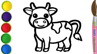 Cute Cow Easy Drawing colouring for toddlerskids easy drawings [upl. by Karney]