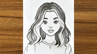 Cute girl drawing  Girl drawing easy step by step  Beautiful girl drawing for beginners [upl. by Marras]