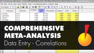 Basic Data Entry  Correlations  Comprehensive MetaAnalysis [upl. by Refotsirhc989]