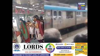 Metro services disrupted for a while in Hyderabad due to a technical glitch on MondayA [upl. by Rodnas]