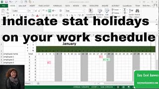 How to indicate stat holidays on your work schedule in Excel [upl. by Nosdrahcir344]