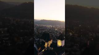 In fog cribbed city of burgdorf flyswiss switzerland drone fpv citylights castle night fly [upl. by Debarath]