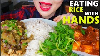 ASMR BURMESE MUTTON POTATO CURRY  ROASTED EGGPLANT SALAD  EATING RICE WITH HANDS  EATING SOUNDS [upl. by Sileas581]