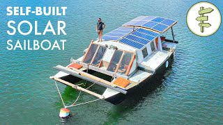 Man Living OffGrid on a DIY Solar Powered Sailboat  100 Fossil Fuel Free [upl. by Pentha]