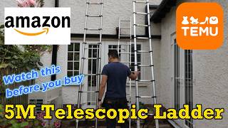 What this before you buy Budget 5M Telescopic Ladder Amazon VS TEMU for DIY by Benson Chik [upl. by Alleber]