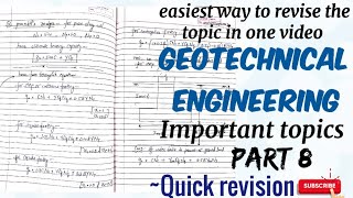 geotechnical engineering quick revision  soil mechanics basics and important key points lecture 8 [upl. by Llyrrad]