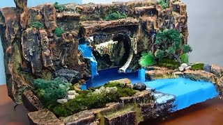 How to make mini waterfall dioramas  Waterfall Mini landscape Diorama [upl. by Anerec893]