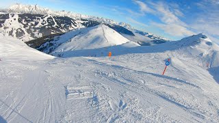 Saalbach Hinterglemm  Austria Ski with kids 742a  58 km 1170 m down 4K Gimbal Double Camera [upl. by Elahcim]