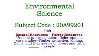 Natural Resources–Forest ResourcesEVS20A99201Use exploitation DeforestationTimber MiningDams [upl. by Silma379]