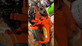 Husqvarna Rancher 450 fuel tank trigger replacement chainsaw repair mechanic diy [upl. by Roxi858]