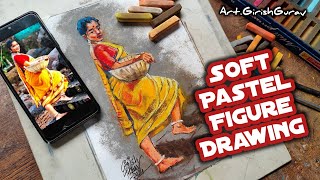 Soft Pastel Figure Drawing step by step Colour softpasteldrawing figuredrawing pastelcolouring [upl. by Anair499]