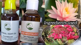 Ingredients used in Herbal Hair Oil amp Revitalizer hairoil haircare hairrevitalizer [upl. by Aer246]