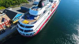 MS Finnmarken Brønnøysund Norway 17082016 Hurtigruten Drone [upl. by Trager]