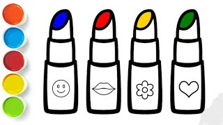 Lipsticks Drawing Tutorial for Kids  Easy StepbyStep Guide  Coloring lipstick drawing for kids [upl. by Duane]