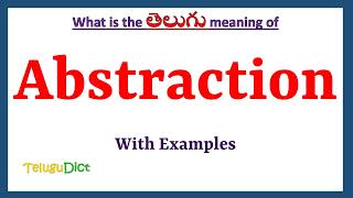 Abstraction Meaning in Telugu  Abstraction in Telugu  Abstraction in Telugu Dictionary [upl. by Gentry]