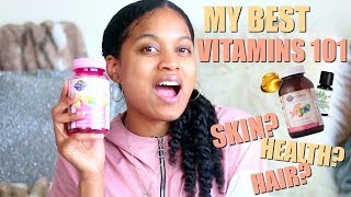 BEST VITAMINS FOR SKIN HEALTH AND HAIR  MY DAILY VITAMIN ROUTINE [upl. by Aynot]