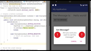 AlertDialog via Fragment Android Programming [upl. by Ahsinam]