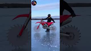 Snowbike in the ice road suspense [upl. by Llertnad]