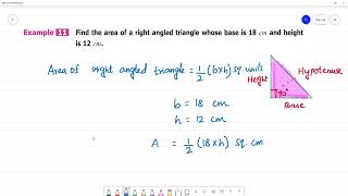 6 TN Maths Term III 3 PERIMETER AND AREA Example 11 Find the area of a right angled [upl. by Tuchman]