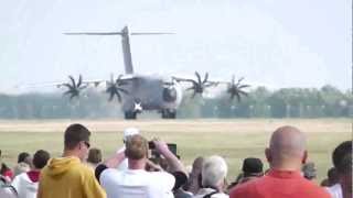 ILA2012 A400M takeoff and display RWY 25L [upl. by Arvonio858]