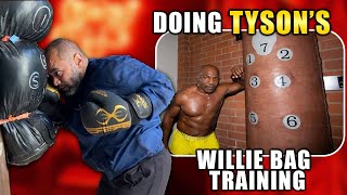 Doing Mike Tysons Willie Bag training  Peekaboo Boxing Style [upl. by Adnilg]