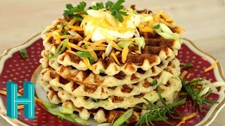 Mashed Potato Waffles Hilah Cooking [upl. by Aneeuqal]